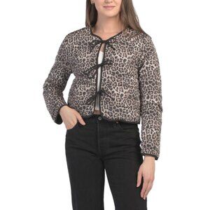 26 INTERNATIONAL cheetah Quilted Jacket With Tie Front